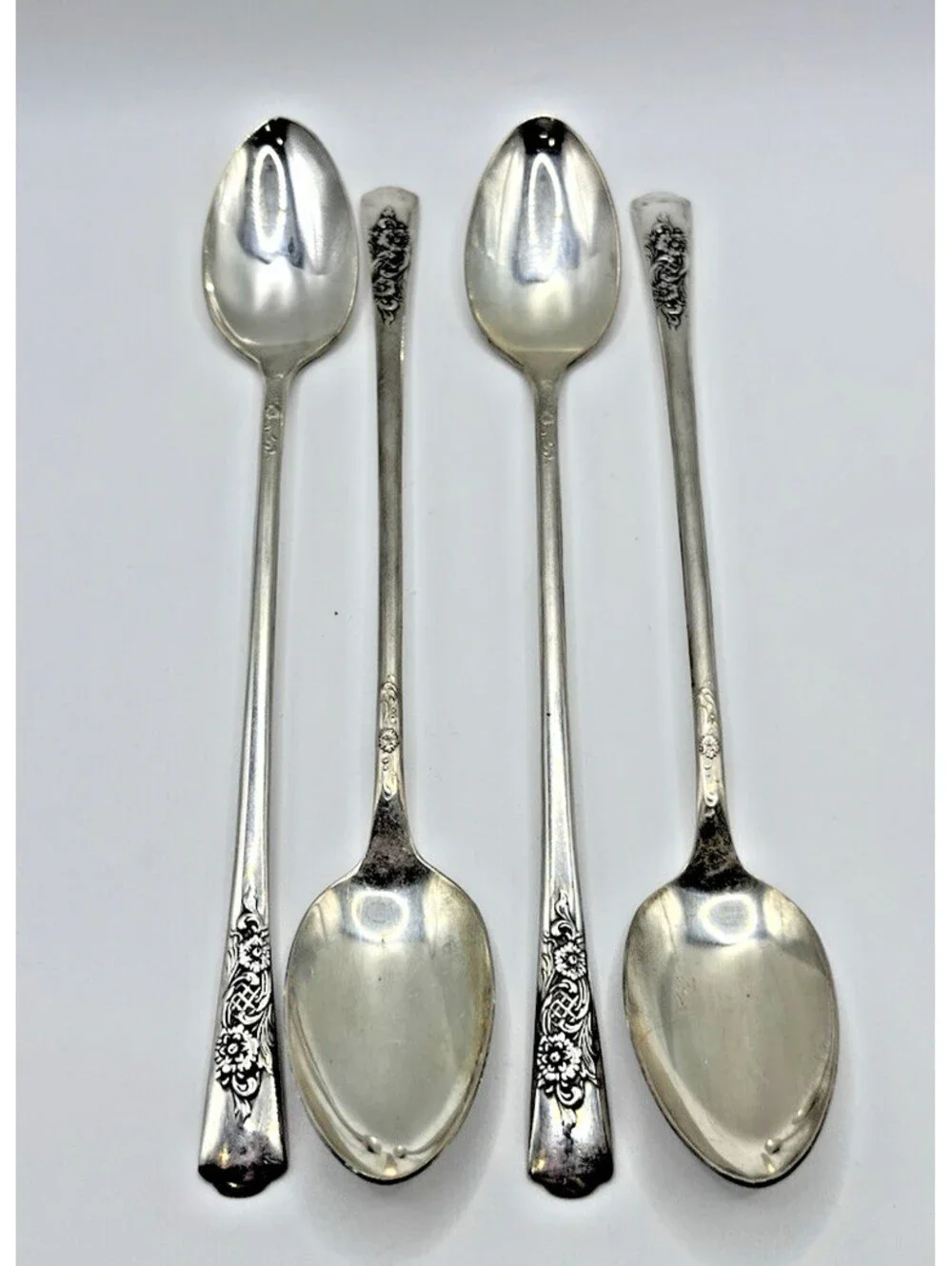 Vintage Wood Rose Silverplate Ice Tea Spoon, set of four 3133.1